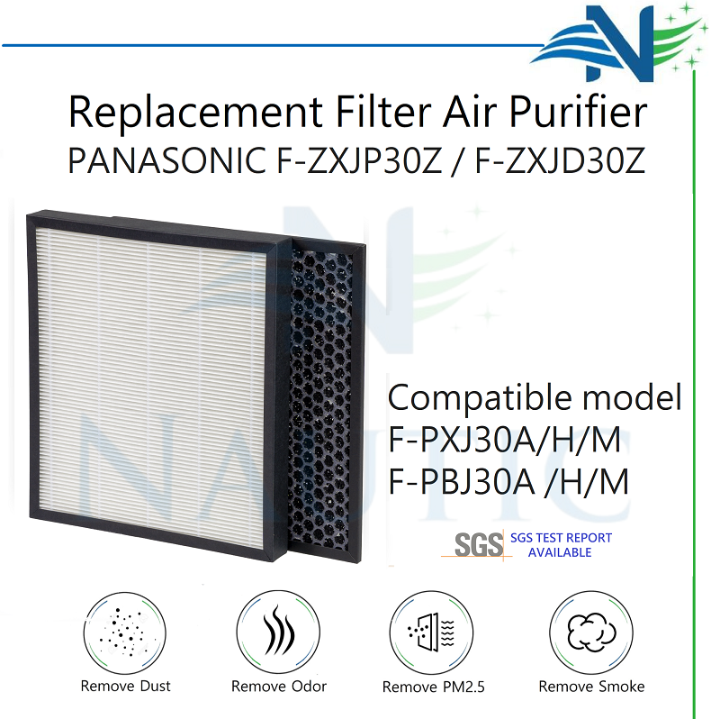 NAUTIC Replacement Filter Air Purifier Panasonic F PXJ30A F-PBJ30A F-ZXJP30Z / HEPA+Carbon