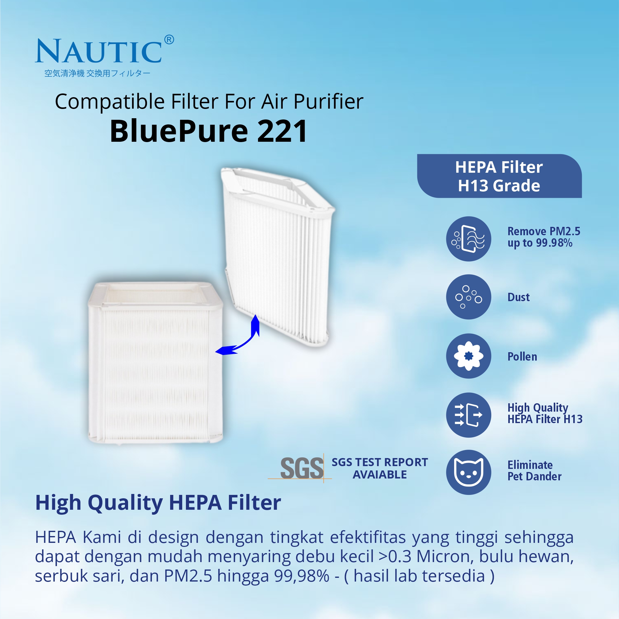 NAUTIC Filter Blueair Air Purifier Blue Pure 221 / HEPA Filter thumb 2