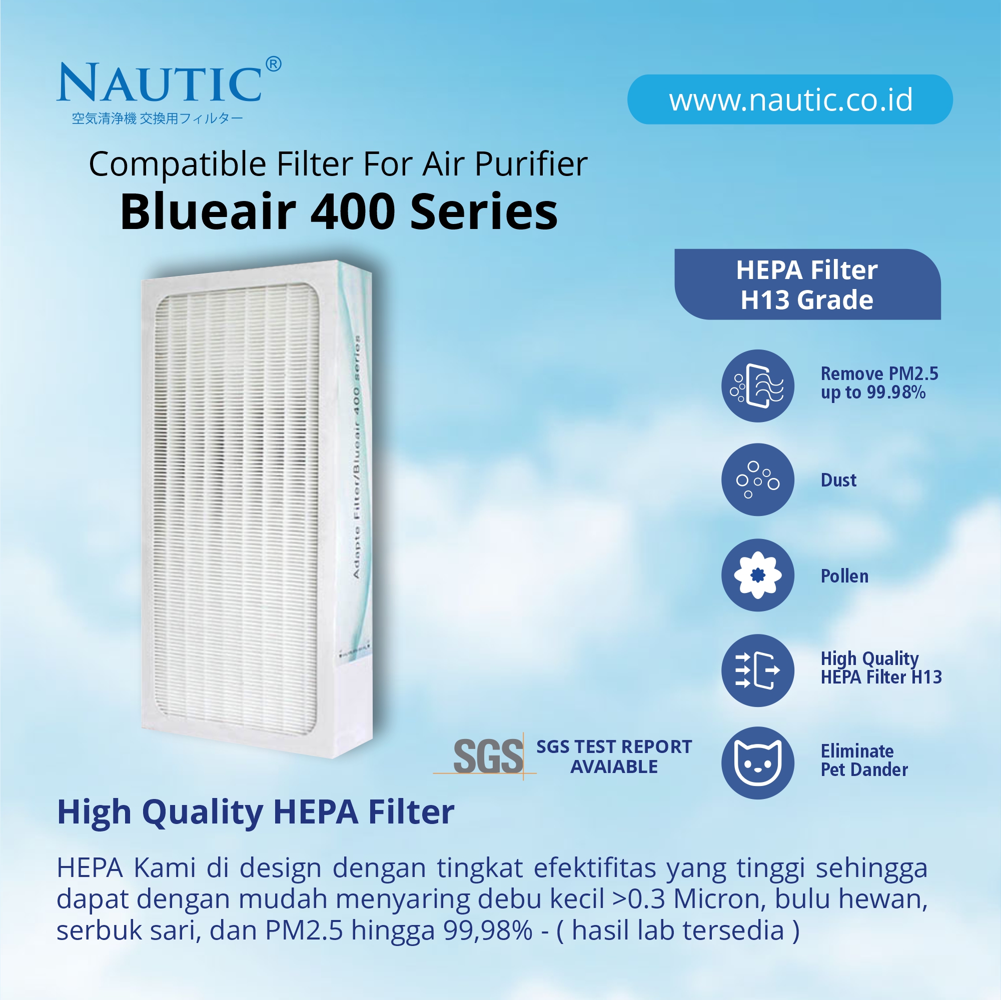 NAUTIC HEPA Blueair 400 series Air Purifier 403 405 401 402 410 450E 480i 405 490i thumb 2